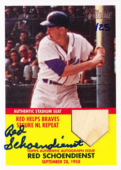 2007 Topps Heritage - Flashbacks Seat Relics Autographs #FAR-RS Red Schoendienst Front